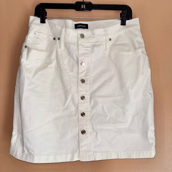 J. Crew Jeans Women's White Denim Button Down Skirt Size 31 - Picture 1 of 9